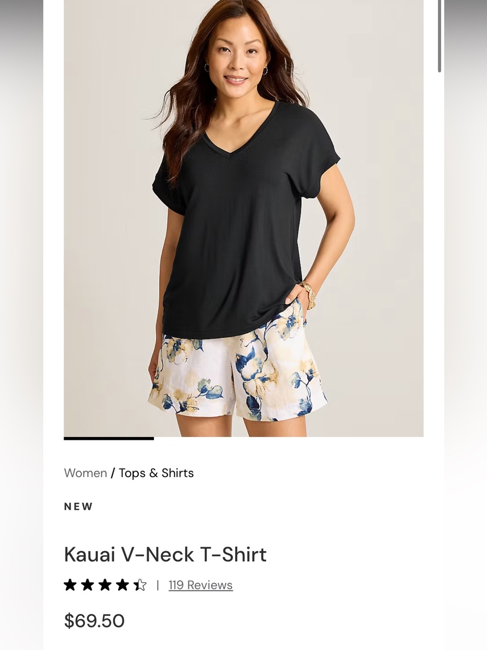 (Practically New) Tommy Bahama Black Kauai V-Neck T-Shirt